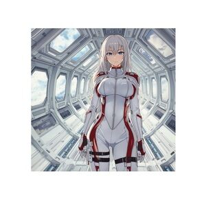 HANDCRAFTED Digital art print Stylish White Jumpsuit with Red Accents wall decor